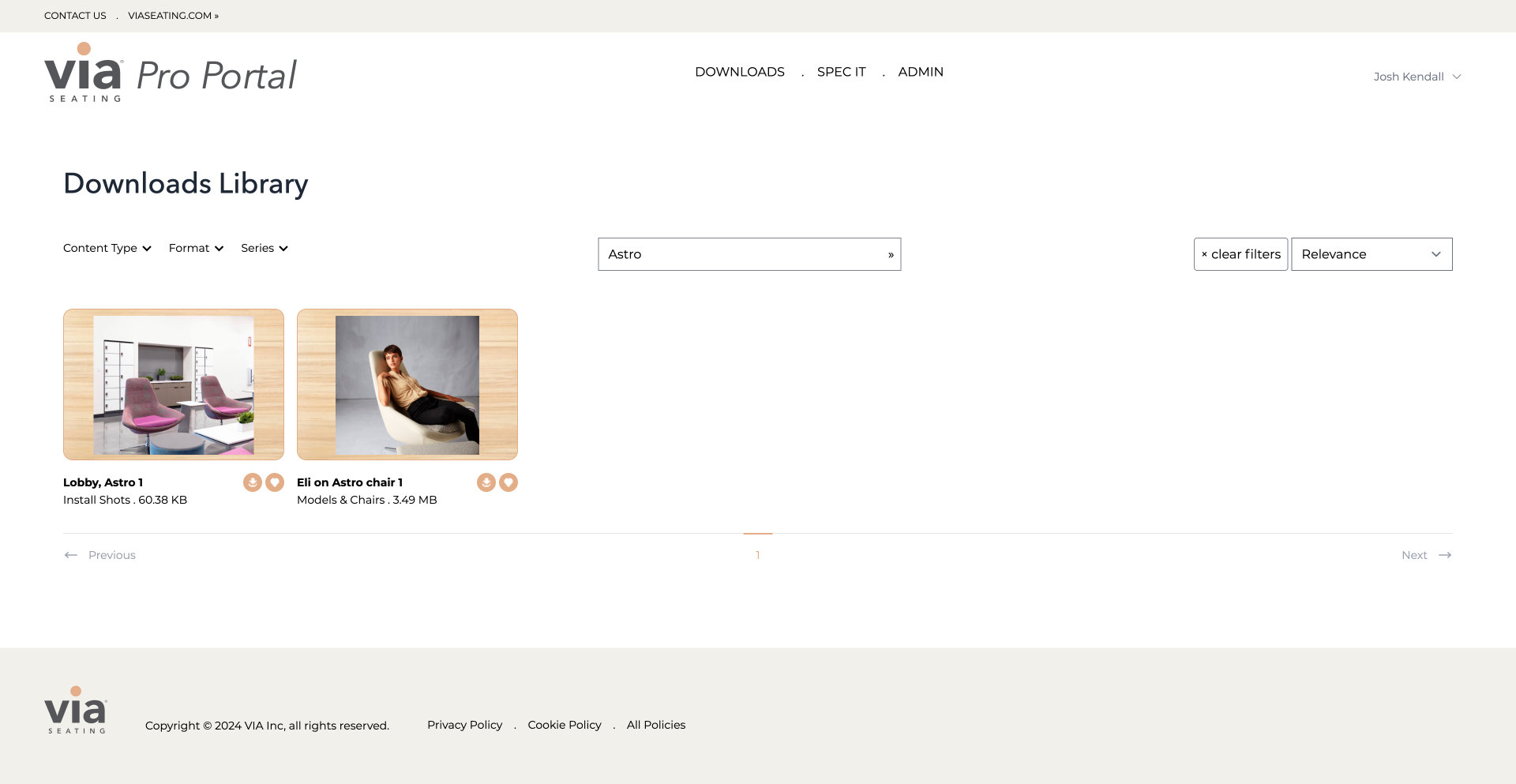 Via Pro Portal Downloads Library With Search