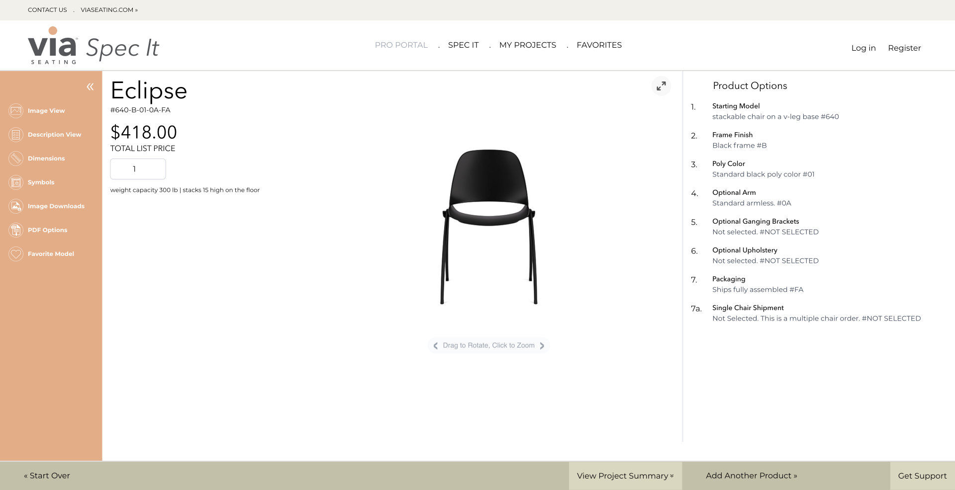 Spec It 3 Product Configuration Screen